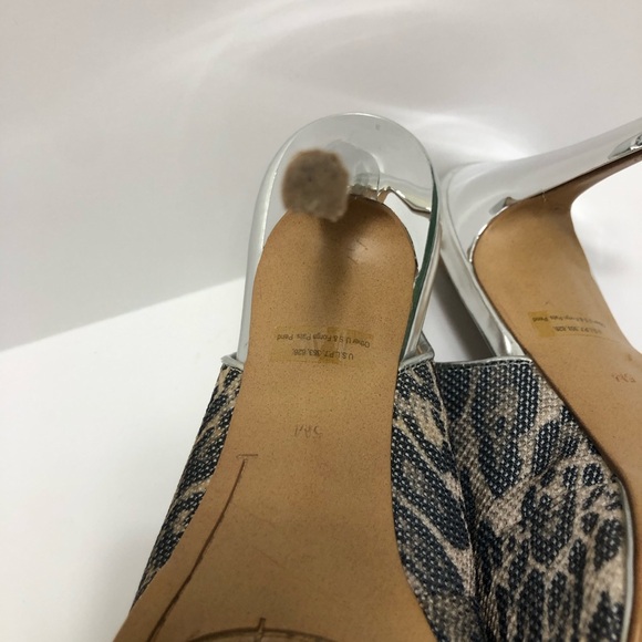 Silver Leopard Platform Slingback Heels Size 5 M - Picture 5 of 7